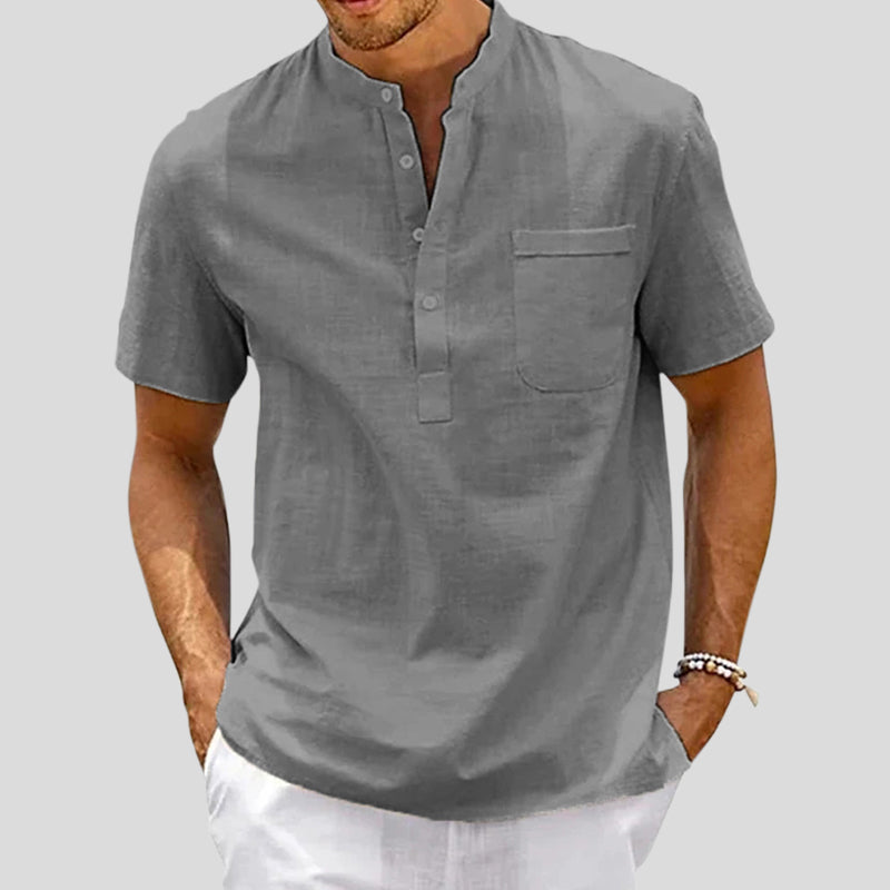 Linen Blend Henley Shirt