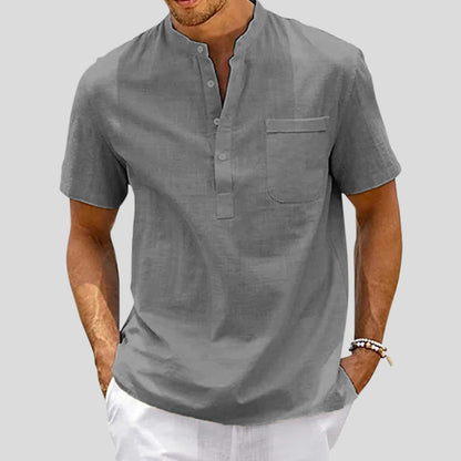 Linen Blend Henley Shirt