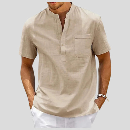 Linen Blend Henley Shirt