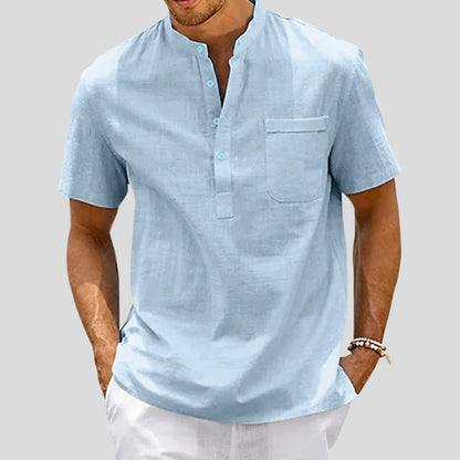 Linen Blend Henley Shirt