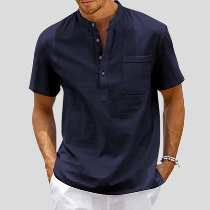 Linen Blend Henley Shirt