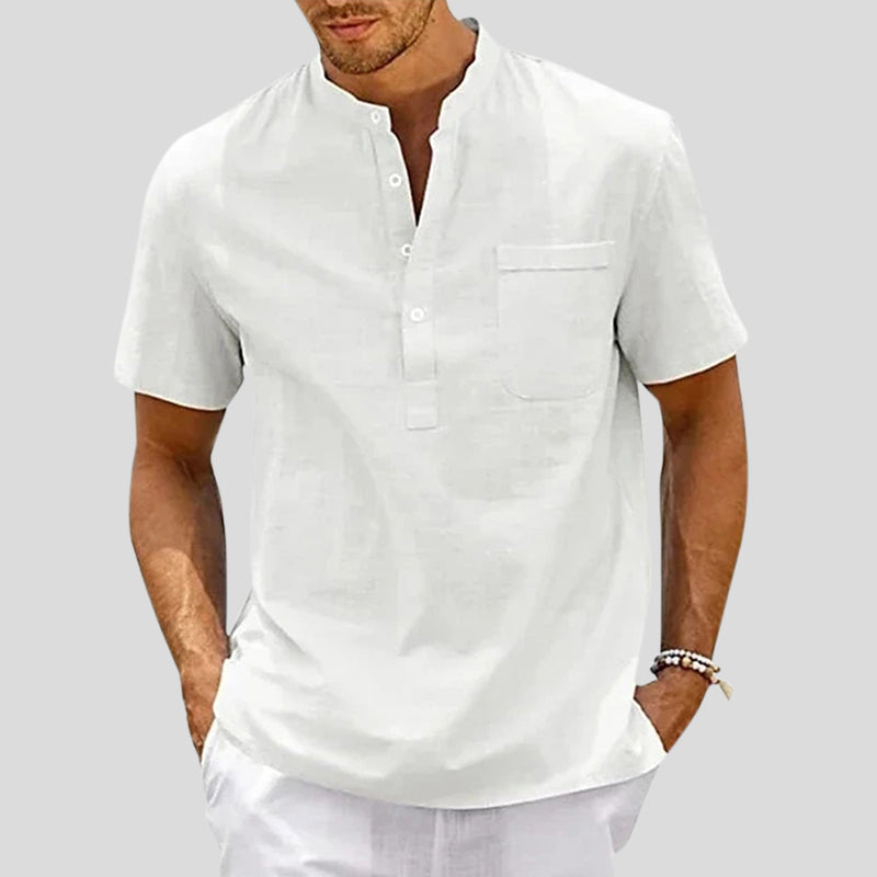 Linen Blend Henley Shirt