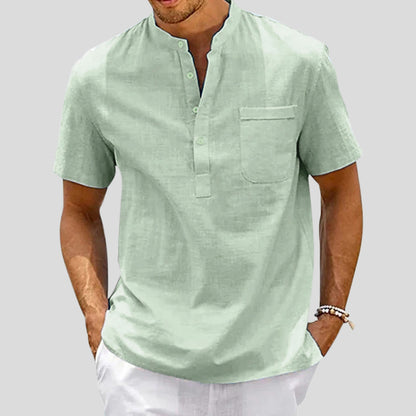 Linen Blend Henley Shirt